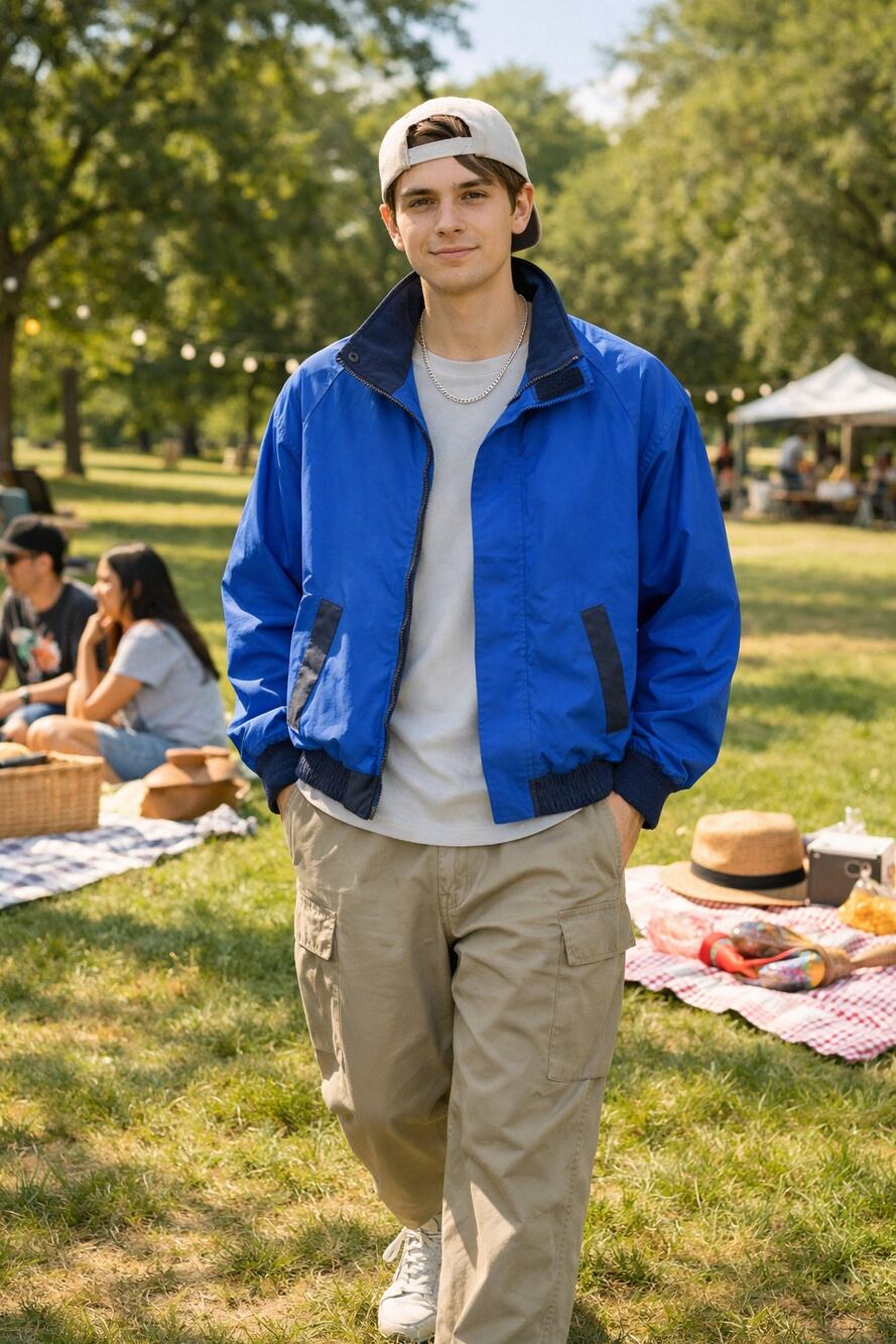 Blue Gore-Tex Blue Rain Jacket Front Zip Large Gorpcore Casual
